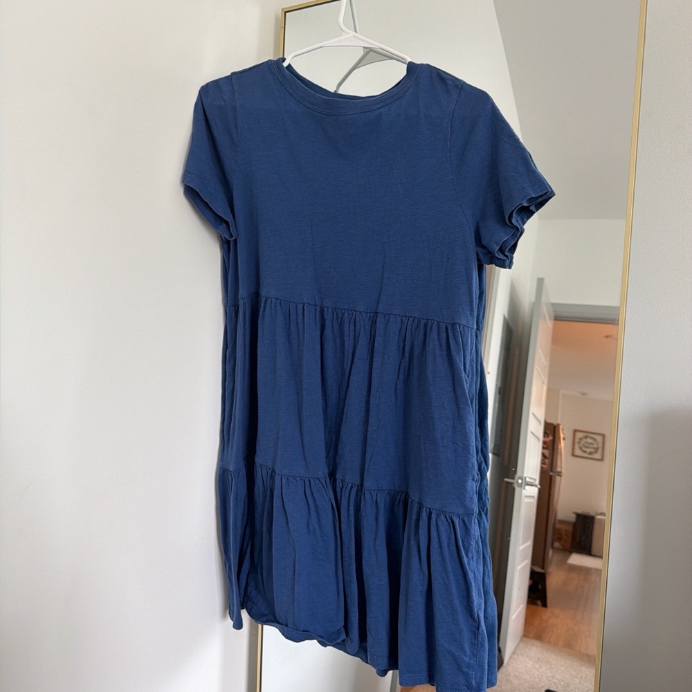 Old Navy Navy Blue Short Sleeve Tiered Dress